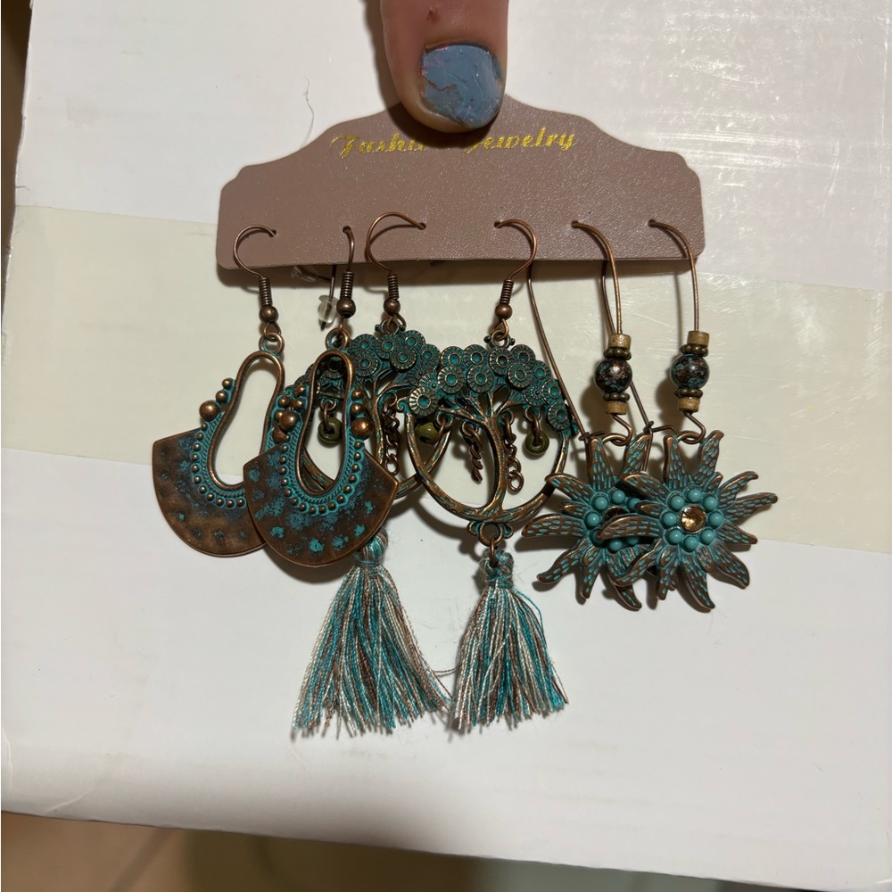 3 pairs boho earrings